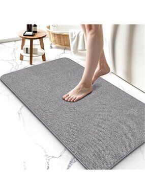 Ultra Thin Bath Mat Non Slip Rubber Backing Absorbent Quick Dry Bathroom Rug